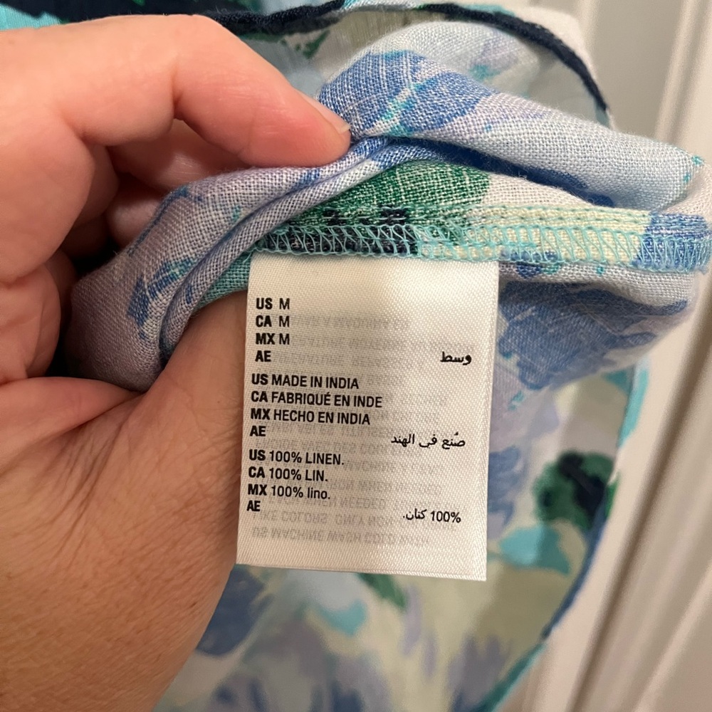 NWOT Charter Club Women's 100% Linen Printed Square-Neck Top, Size M - Picture 8 of 11